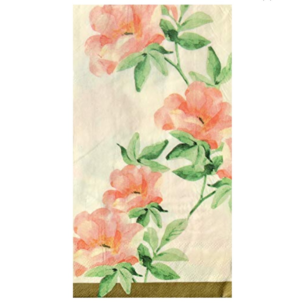 BlueInk Studios Enchanted Floral Peach Guest Towel Napkins (6233), 40 ct